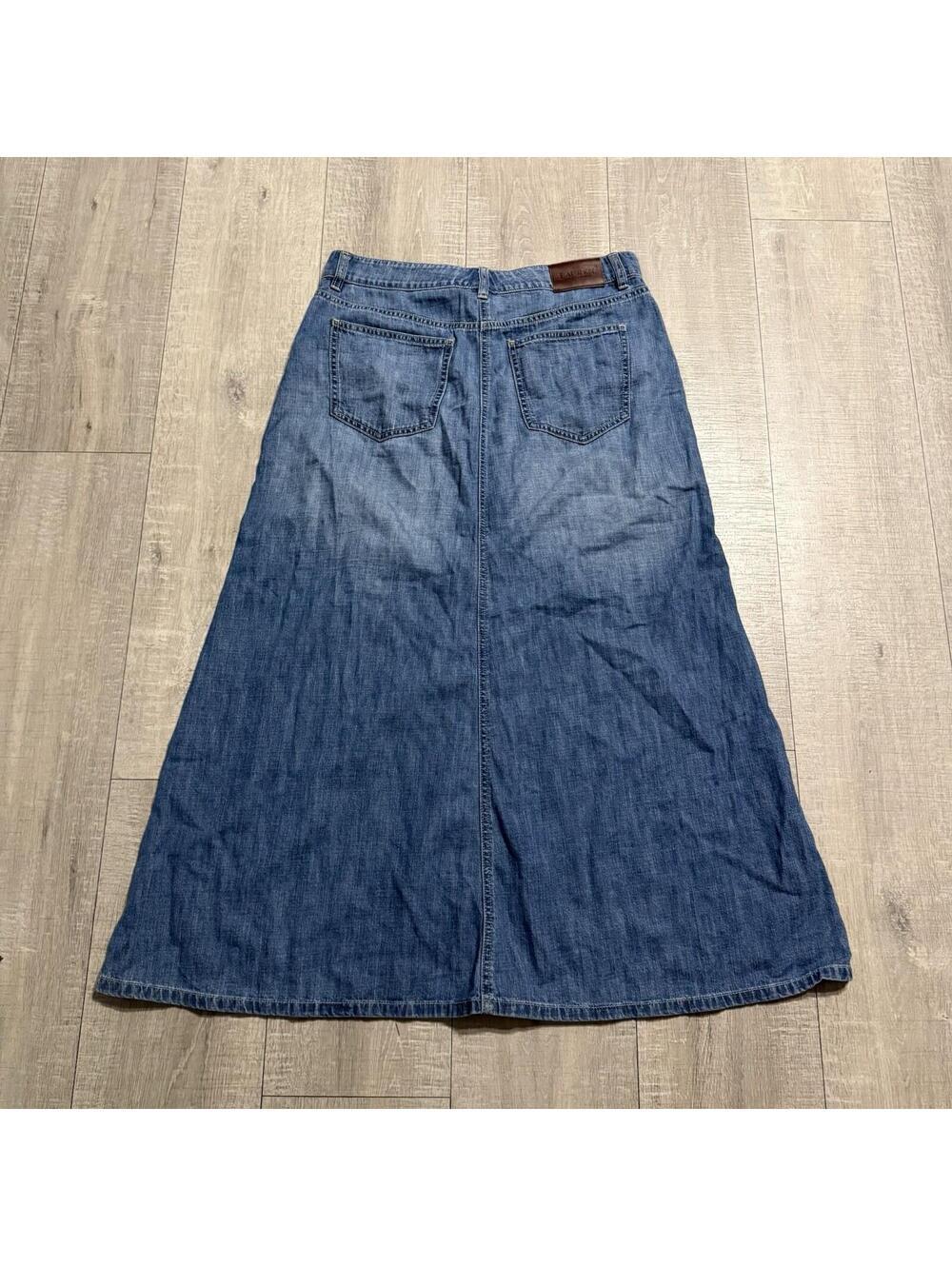 Vintage Lauren Ralph Lauren Y2K Women's 8 Denim Maxi Skirt Western Cottage Blue - Picture 3 of 9